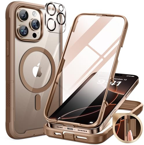 Miracase Magnetic Case for iPhone 16 Pro Max Case 6.9, [Built-in 9H Tempered Glass Screen Protector + Camera Control Capture Button] Full Body Bumper Case Compatible with MagSafe (Desert Titanium)