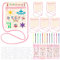 JABNOW Stoffbeutel zum Bemalen für Kinder,Rosa Umhängegeldbeutel Kinder,Brustbeutel zum Bemalen mit 4 Aufkleber 8 DIY Malschablonen und 12 Buntstift,Kleine Schultertaschen für Schule,Party,Geschenk