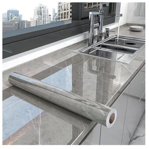 WENYOG Küchen-Ölschutzfolie 40 cm Marmor Küche Ölbeständige Folie Herd wasserdichte Selbstklebende Tapete Arbeitsplatte Schrank Renovierung Fliesen Wandaufkleber(11,40cmX5m)