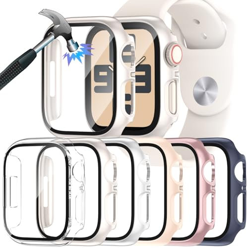 JDBLHM 6 Packs Case for 45mm Apple Watch Series 9/8/7 with Tempered Glass Screen Protector, Slim Face Cover and Protective Bumper for iwatch S9/S8/S7 45 mm Accessories