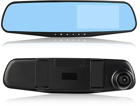 BRONG RACING - Cámara de salpicadero para espejo retrovisor, 1080P FHD, pantalla táctil LCD de 4.19 pulgadas, gran angular de 110°, alimentación USB, compatible con coche, camión