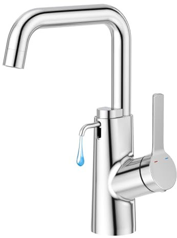 Faustina Robinet de salle de bain avec distributeur de savon intégré, rotatif à 360°, mitigeur monocommande pour salle de bain, cuisine, lavabo, bar à domicile, buanderie, petit camping-car, acier