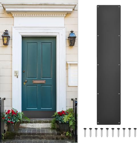 sourcing map Placa de aluminio para puerta de 15,2 x 76,2 cm, 1,5 mm de grosor, para puerta delantera exterior o puerta trasera, color negro (paquete individual)