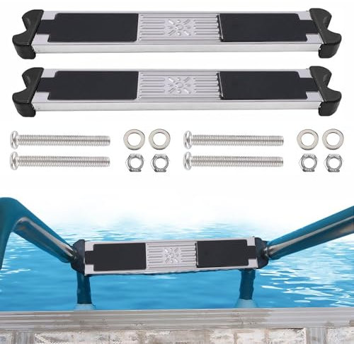 2 conduttori da piscina in acciaio inox 304, con cuscinetti in gomma antiscivolo, per piscina SAPs Spas, 50 x 7,5 x 2,2 cm