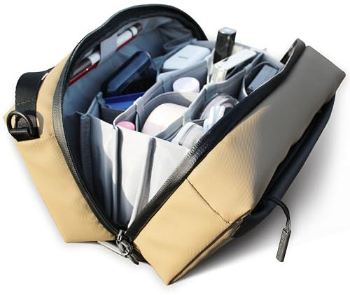 Alex T1 Large Storage Electronics Organizer - YKK Water Resistant, Travel Accessories Sling Bag EDC Makeup Bag, Organizer for Cable Cord Charger ipad - (Khaki)