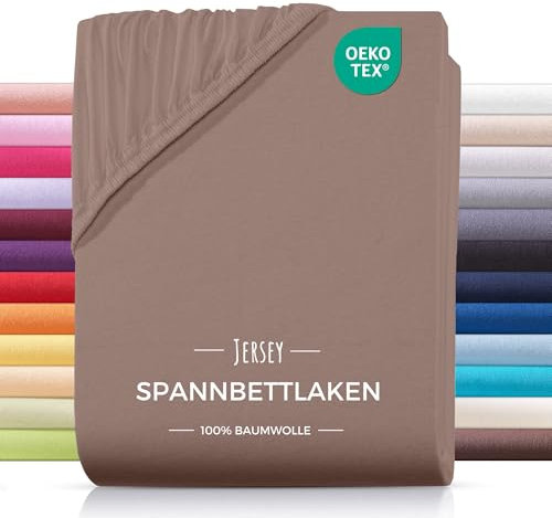 Carpe Sonno® Jersey Spannbettlaken 200x200cm Baumwolle | Laken Braun mit Einlaufschutz & Bügelfrei Matratzenbezug bis 22cm | Bettlaken 200x200 Baumwolle | Leintuch 200x200 | Spannbetttuch 200 x 200