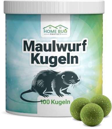 HomeBugProtect Maulwurf Vertreiber Kugeln auch zur Wühlmaus Abwehr, 100 STK | Wirksames Mittel mit Zitroneneukalyptus, tierfreundlich ohne Gift, Sofort- & Langzeitwirkung, Maulwurfkugeln Made in Germany