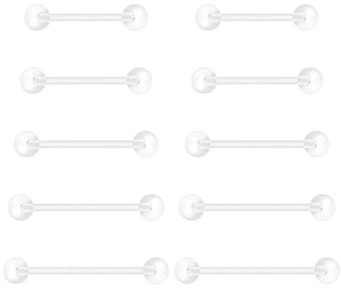 Besyvvin Plastik Zungenpiercing 10/12/14/16/19mm Brustwarzenpiercing Flexibeler Kunststoff Acryl Piercing Zunge Nippel Retainers