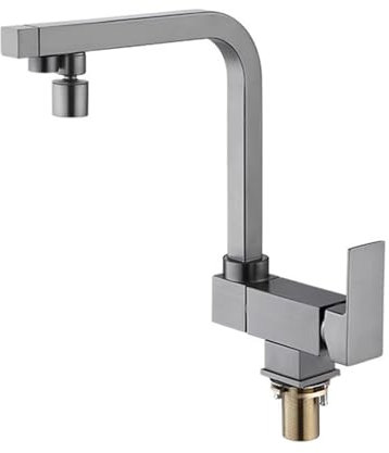 YWJFSA Grifo Abatible Tres Vias Osmosis Grifo Fregadero Cocina con 2 Modos 360 ° Giratorio Latón,Gris