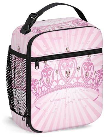 MGDDB Queen Lunchtasche, Cartoon-Herz-Design, romantisch, isolierte Lunchbox, Kühltasche für Erwachsene, Arbeit, Büro, Picknick, Strand, wiederverwendbare Lunchbox – Rosa