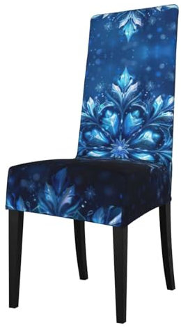 LGHDFYO Stuhlhussen mit weihnachtlichen Schneeflocken, super Passform, dehnbar, Esszimmerstuhlbezug, waschbar, Blau
