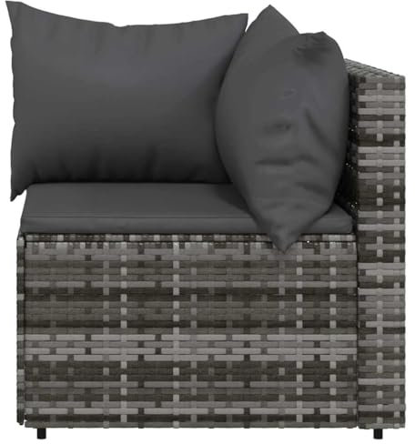 Eleganz Garten-Ecksofa mit Kissen Grau - PE-Rattan & Stahl - Wetterfest & Bequem - Perfekt für Terrasse & Garten