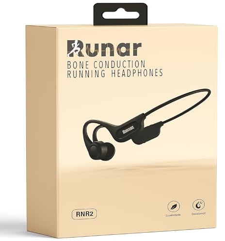 Runar RNR2 Bone Conduction Headphones – Wireless Running Headphones | Open Ear Design, Sweatproof, Bluetooth 5.3, Lightweight, USB-C Charging, Designed by Runners