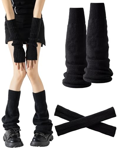 Yawlsow Y2k Stulpen Damen Knöchelwärmer Winter Gestrickte Beinwärmer für Mädchen Frauen Leg Warmers Rüschen Beinstulpen niedlich Kawaii Kniestrümpfe Harajuku-Zubehör für Warm Ballett Yoga Tanz