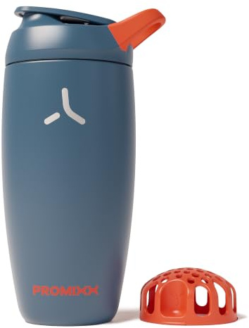 Promixx Pursuit Shaker Aislado – 550ml Acero Inoxidable Doble Pared Mezclador Proteínas con Snap-Fit para Batidos Helados – Hermético para Fitness – Azul Medianoche