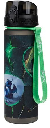 Baagl Kinder Trinkflasche Wasserflasche 500ml Schule Sport Tritan - Drachen | Diese auslaufsichere Schultrinkflasche und Getränkeflasche für Jungen eignet sich ideal für Sportverein oder Ausflügen.