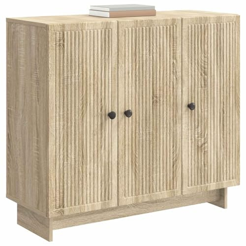 vidaXL Sideboard Sonoma-Eiche 89 x 34,5 x 80 cm Holzwerkstoff, Elegantes Vintage Sideboard, rechteckige Lösung für Zuhause, multifunktionale Möbel
