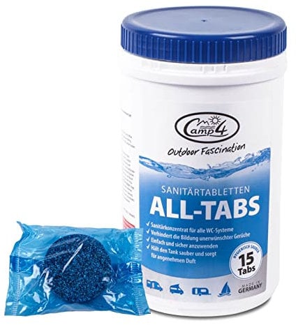 Camp 4 All Tabs Toilettentabletten - 15 Stück für Abwassertanks für Wohnmobil und Boot