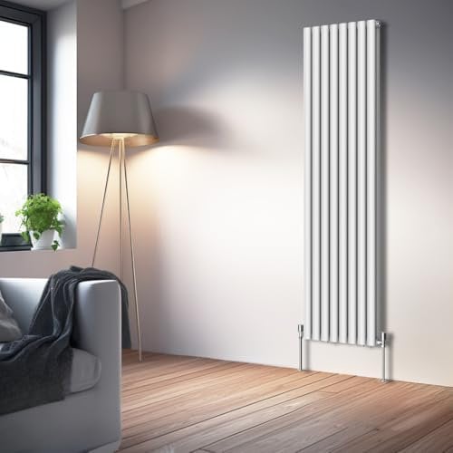 NRG White Oval Radiator Vertical 1800x472mm Double Panel Central Heating Radiators Perfect for Bathrooms Kitchen Living Room