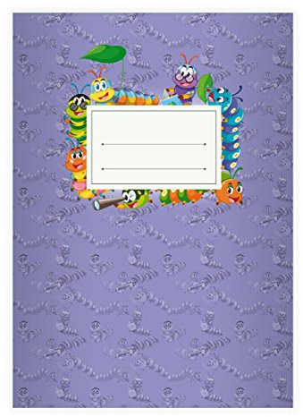 Kartenkaufrausch 2 Lustige Raupen DIN A4 Schulhefte, Rechenhefte mit schlauen kleinen Raupen in lila Lineatur 7 (Kariertes Heft)