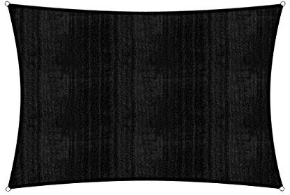 Lumaland Voile d'ombrage Cordes de Fixation incluses | Rectangulaire 2 x 3 mètres Protection Solaire | 100% HDPE avec Le Filtre UV de Protection [Noir]