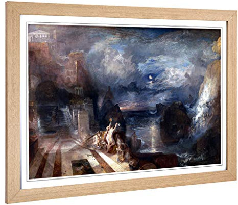 Big Box Art Framed Print of J.M.W (Joseph Mallord William Turner) Hero and Leander Design | Wall Art Picture| Home Decor for Living Room, Bedroom, Office, Oak, A2 / 24.5x18 Inch / 62x45cm