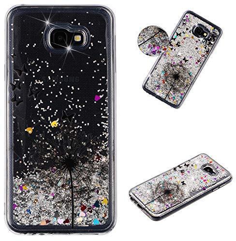 HopMore Glitzer Hülle für Samsung Galaxy J4 Plus (J4+) 2018 Handyhülle Silikon 3D Flüssig Transparent Kreativ Muster Schutzhülle Durchsichtig Silikonhülle Stoßfest Gummi Slim Case Cover - Löwenzahn