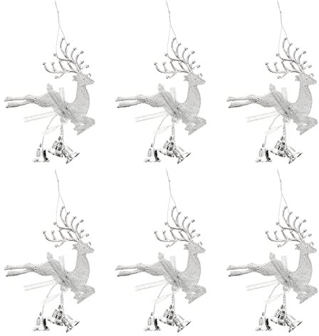 NUOBESTY 6 stücke Weihnachten hängen Rentiere weihnachtsglocke Ornamente hängen weihnachtsbaumschmuck Ornamente für DIY Handwerk Silber