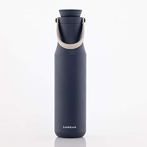 LOCK & LOCK METRO TUMBLER - Thermobecher für Kaffee, Tee und andere heiße und kalte Getränke - Vakuum Isolierflasche mit Trageschlaufe - 710 ml - blau