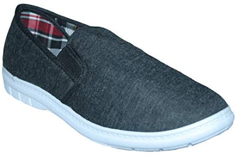 Mens Wider Fitting Casual Holiday Beach Walking Canvas Pump Trainers Deck Shoes Loafer Size 6-13 (Brett Charcoal, UK Footwear Size System, Adult, Men, Numeric, Medium, 10)