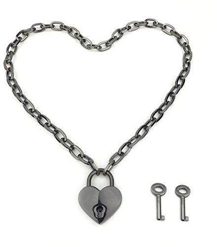 Succuba Padlock Necklace Chain Collar Choker with Two Keys and Box for Women, Men and Pet, Metal, not known