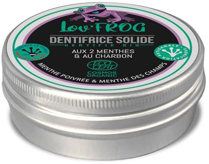 Lov'Frog - Dentifrice Solide Bio - 100% d’ingrédients naturels - Facile à Transporter - Certifié Bio Ecocert - Pot 50g