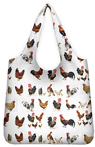 UOIMAG Wiederverwendbare Einkaufstasche Huhn Bauernhof Schultertasche für Schule, Arbeit, Reisen, Party, Geschenk