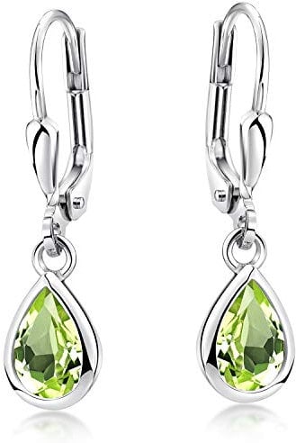 Materia Damen Ohrringe Edelstein - Peridot Stein 925 Sterling Silber grün SO-448-Grün