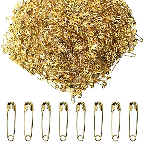 Ruidee 500 Stück Mini Sicherheitsnadeln Kleines Kleidungszubehör für Borten und Verschlüsse (XBZ/Gold)