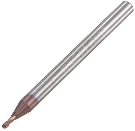 sourcing map Fresa a testa a naso a sfera 0,75 mm Raggio Punta Punta Solido Carburo AlTiSin Rivestito CNC Router Bits 2 Flauto Spirale Fresa HRC55 con gambo da 4 mm Lunghezza 50 mm