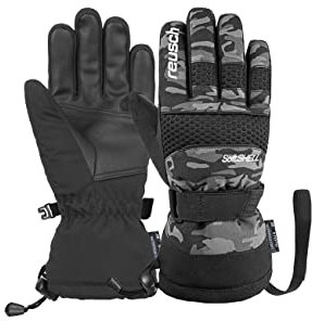 Reusch Connor R-TEX XT Junior warme, wasserdichte, Winddichte und atmungsaktive Winterhandschuhe Fingerhandschuhe Skihandschuhe für Kinder Kids Jugendliche Mädchen und Jungen, Camouflage-schwarz, 5