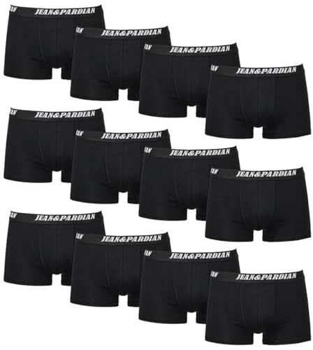 Jean&Pardian Retro Boxershorts 8er & 12er Pack - Bequeme & atmungsaktive Unterwäsche für Herren aus 95% Baumwolle | für jeden Anlass (Schwarz XXL)