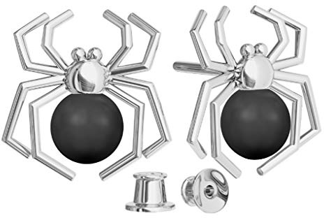 Ohrringe Silber 925 Ohrstecker für Damen Spinne - Viele Farben - Ohrringe mit Perlen Schmuck für Sie Silber Ohrringe Mädchen Geschenk Frau Handmade: Ohrringe (Black)