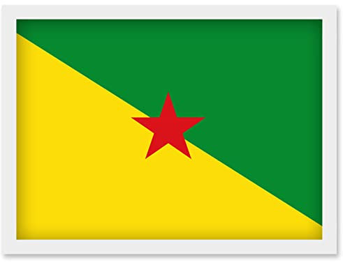 Artery8 French Guiana National Flag Patriotic Vexillology World Flags Country Region Poster Artwork Framed Wall Art Print A4