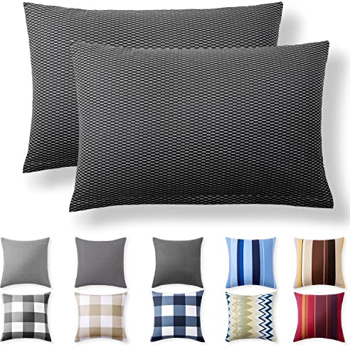 Alreya 2er-Set Renforcé Kissenbezug 50 x 75 cm - 100% Baumwolle mit Reißverschluss, Superweicher Kopfkissenbezug 50x75, Kissenhülle, Anthra. Honey Schwarze/Graue Diamanten, nur Kissenbezug