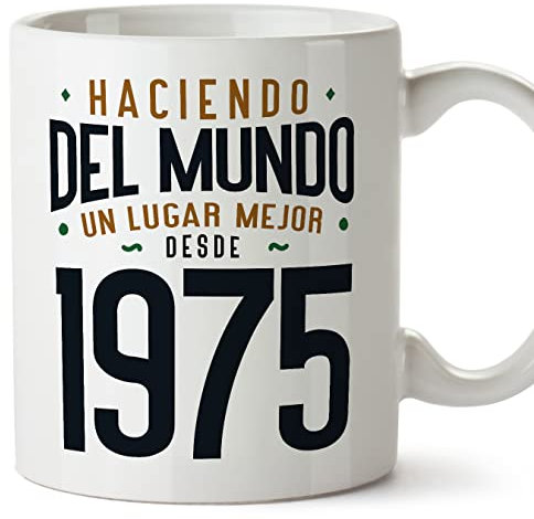 MUGFFINS Tazas 1975 Cumpleaños - En Español - Haciendo del Mundo un Lugar Mejor - 11 oz / 330 ml - Regalo original y divertido