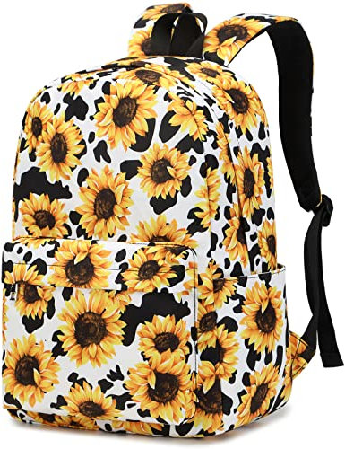 Mimfutu Sonnenblume Kuh Druck Schulrucksack Mädchen Rucksack Schule Kinder Schultasche Teenager Laptop Rucksack Damen