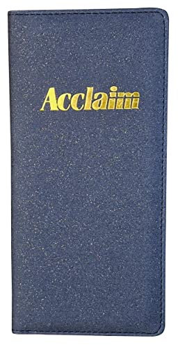 Acclaim Rigid Lawn Bowls Bowling Scorecard Holder Lightly Padded Plain Colour Sparkle Finish 23 cm x 11 cm with Spring Clip & Pen Loop (Black)