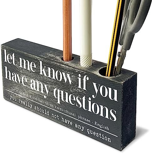 Vizuzi Funny Office Signs & Decor, Fun Pen Holder, Cute Cubicle Decorations for Women's Desk, Funny Office Gifts for Women & Co-workers