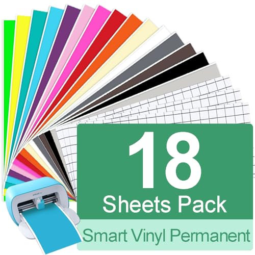 TAOYIO Smart Vinyl Permanent Cricut Joy Folie - 14cm*30.5cm Vinylfolie Plotter, Plotterfolie Vinyl Selbstklebend Set für Laptops, Telefone, Wände und mehr Transferfolie Plotterfolie 18 Stück