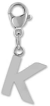 GD GOOD.designs Charms Anhänger mit Buchstabe K und Karabiner Verschluss - Initial Charm Silber aus Edelstahl für Bettelarmband - Valentinstag-Geschenk Für Sie und Ihn