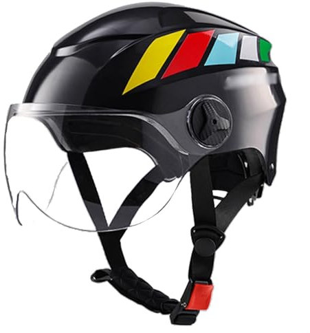 Casque de Moto Casquette de Baseball, Demi Coque Casque Jet avec Visiere ECE Homologué Casques Rétro à Face Ouverte pour Hommes Femmes Vélo Croiseur Chopper(54-62cm),R2