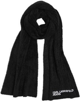 KARL LAGERFELD JEANS, Damen, Pelziger Logo-Schal, Schwarz, Einheitsgrösse