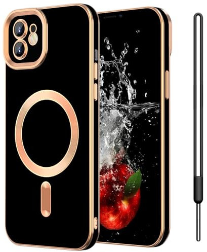 SouliGo iPhone 11 Hülle, Magnetische Plating Soft TPU Case Kratzfeste Stoßfeste Schutzhülle für iPhone 11 6,1'' Schwarz Gold